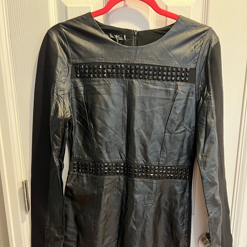 Chic Black Studded Long Sleeve Dress
